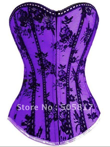 Wholesale 2pcs/lot Sexy corset dress Pretty floral brocade corset bustier white red purple  S/M/L/XL/XXL OK014