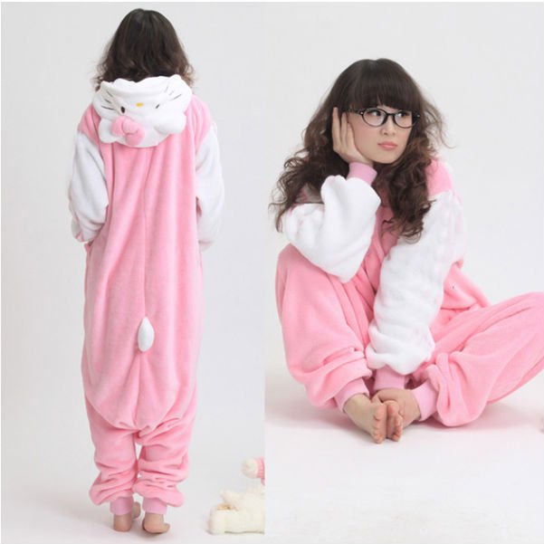 wholesale 2ps/lot 2012 Hello Kitty Lovely pink coral  thick hair conjoined twins pajamas free shipping