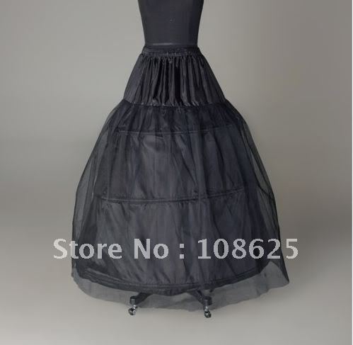 Wholesale 3 Hoop  Black Wedding petticoat crinolines slips WBP009