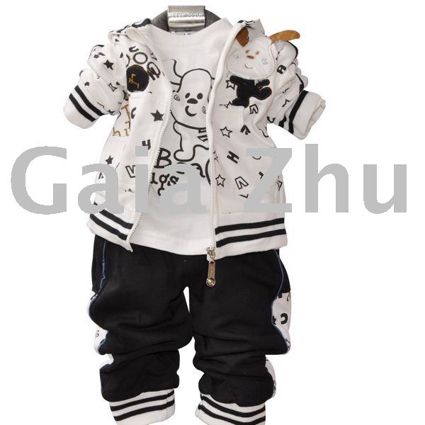 Wholesale 3-pieces childree's set 2011 Spring and Autumn cotton long-sleeved sportswear/T shirt/sweater/pants /suits,5colors