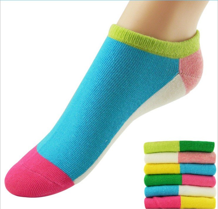 Wholesale 30pairs/lot 100% Cotton Multicolor Ankle Socks Women Free Shipping