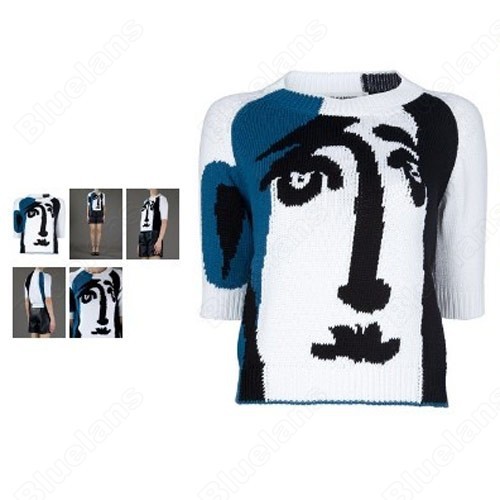 Wholesale 30pcs/lot Ladies Europe Design Half-sleeve Intarsia Slim Patterns Jumper Knitted Sweater Good Gifts 31384