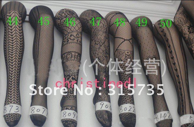 Wholesale:320Pairs/lot. High quality Pantynose Jacquard Stockings 71 Designs Mixed sale Free shipping via DHL