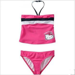 wholesale 3ps/lot  Hello Kitty cartoon split triangle girls swimsuit cute princess bikini free shipping