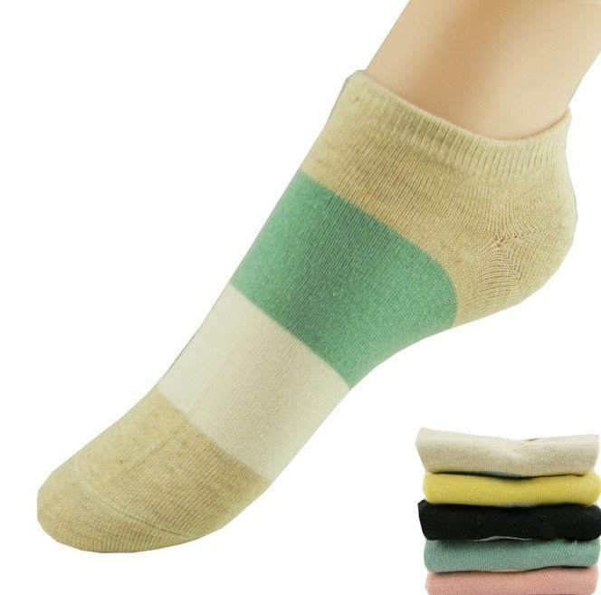 Wholesale 40pairs/lot Pure Color Striped Cotton Anklet Socks Women Free Shipping
