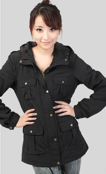 wholesale 4pces spring autumn black purple women female ladies four pockets coat jacket coats outwear top good quality WM06807