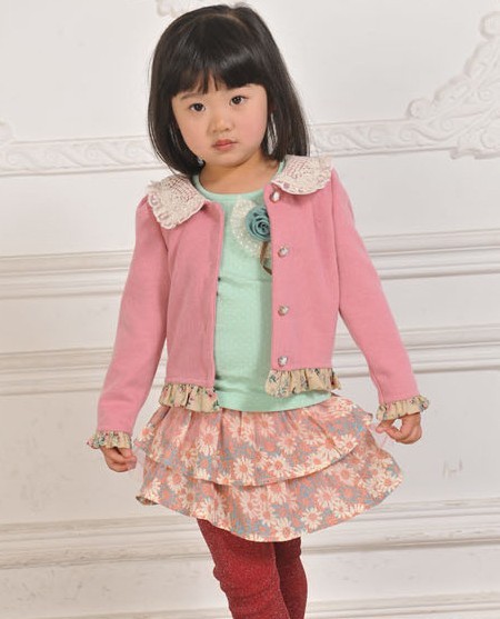 wholesale--4pcs/lot   2013 new girls high quality lace collar knit cardigan Free shipping