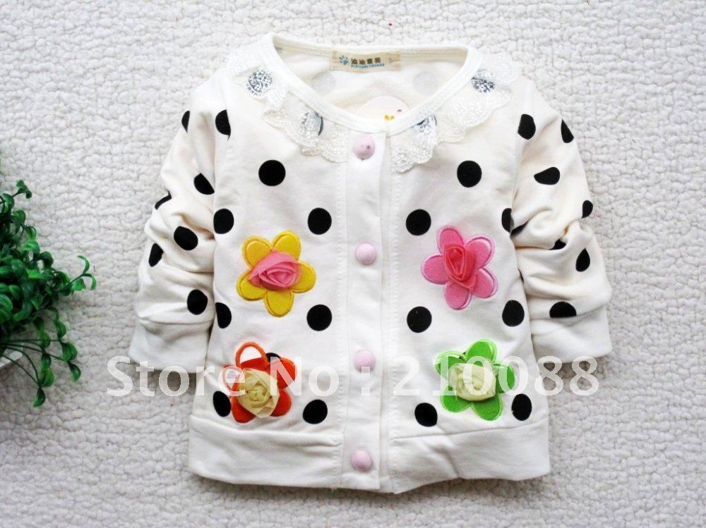 Wholesale 4pieces!Hot Sweet flower girls long-sleeved coat/contracted girls coat/children clothing/baby clothes