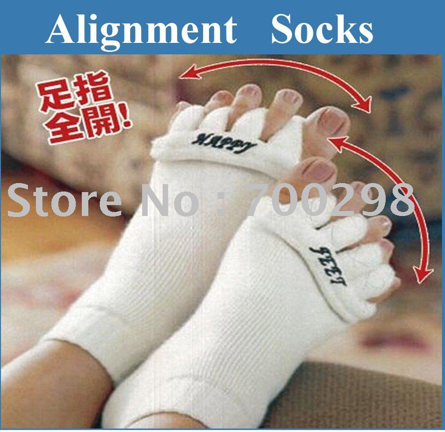 Wholesale 50pair/lot HIGH QUALITY white foot alignment treatment socks for toe and foot cramping,FREE SHIPPING