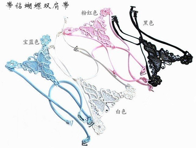 wholesale 50pcs/lot Ladies fashion Butterfly Sexy Style ADJUSTABLE BRA BELT SHOULDER straps  4 colors  available  free shipping