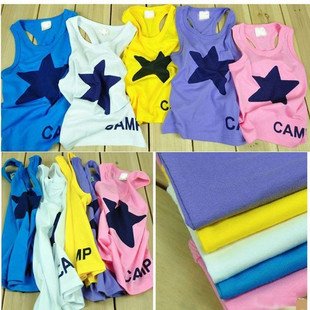 wholesale 5pcs children clothing girl's boy's big star cotton vest free shipping
