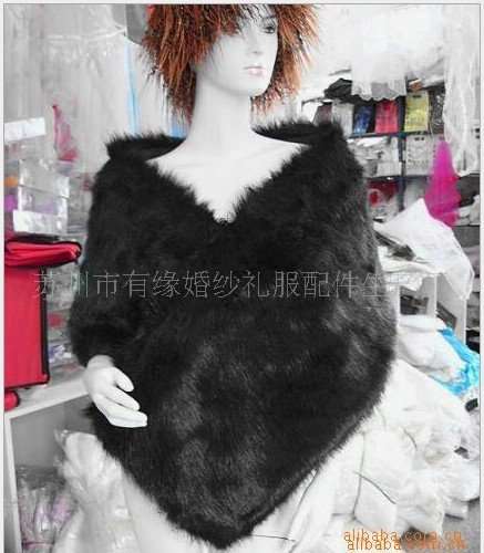 Wholesale 5pcs/lot Faux Fur Shawl Bridal Wrap black fur poncho scarves Free shipping
