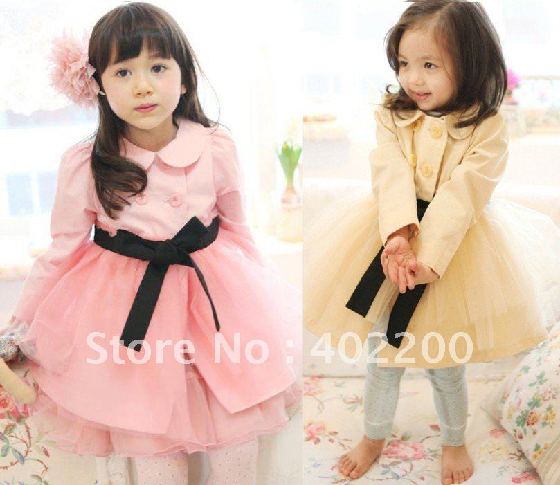 wholesale 5pcs/lot new arrival children girl's long sleeve lace design dust coats/ourwear free shipping