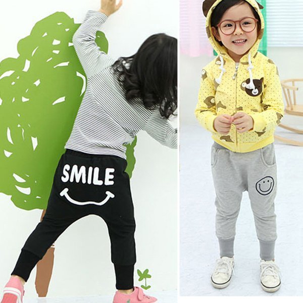 wholesale 5pcs/lot new style boy or girl smile cotton long pants/ trousers
