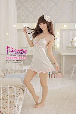 wholesale 5pcs!!! woman White sexy sleepwear Halterneck sleepwear Lingerie Intimates roby