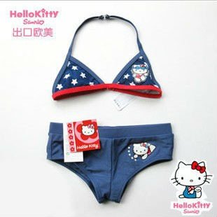 wholesale 5ps/lot Hello Kitty Navy style children's swimsuit girls bikini free shipping