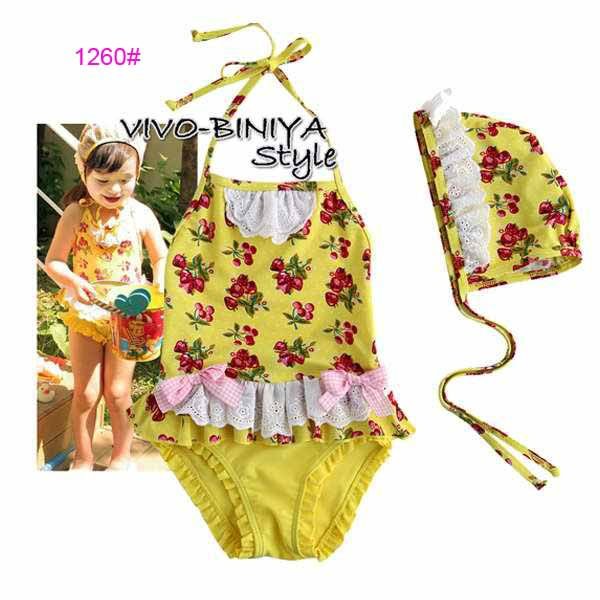wholesale 5sets/lot , girls swimsuit, cherry swimwear, 5sizes, LS1260