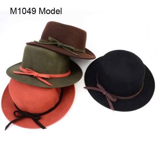 Wholesale 6pcs NEW Women Wool Hats Vintage Womens Fedora  Designer Bowler Derby Hat Bucket Hats Trendy Ladies Fashion FedorasHat