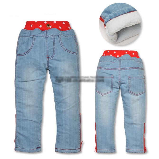 Wholesale 90-130 5pcs/lot brand thick winter warm cashmere kids pants girls children jeans baby jeans (J1030)