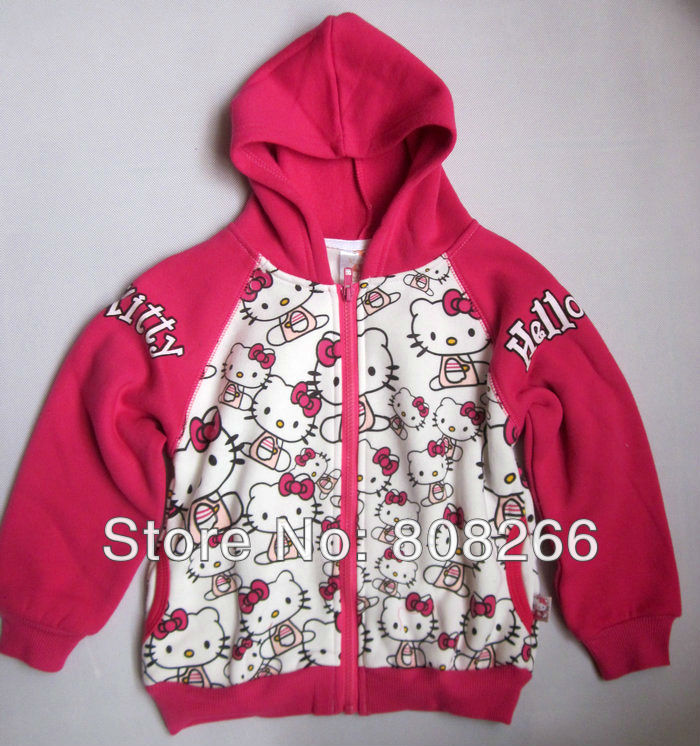 wholesale and retail 2012 autumn best selling cartoon hello kitty girls hoodies coat kids hoodies age 3- 9 Y
