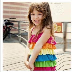 Wholesale and retail,little girl cute bikinis Suri Cruise multi-colors rainbows Swimwear swimsuits chirdren kids pool beach wear