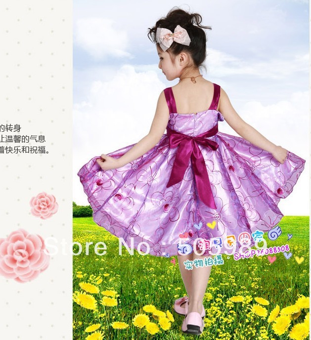 wholesale and retail new arrival 2013 children dress chiffon flower girl dress