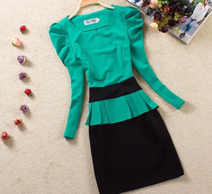 Wholesale and Retail Women OL Long Sleeve Mini Dress Slim Fit  Up Dress For Autumn and Winter M-4XL.W222