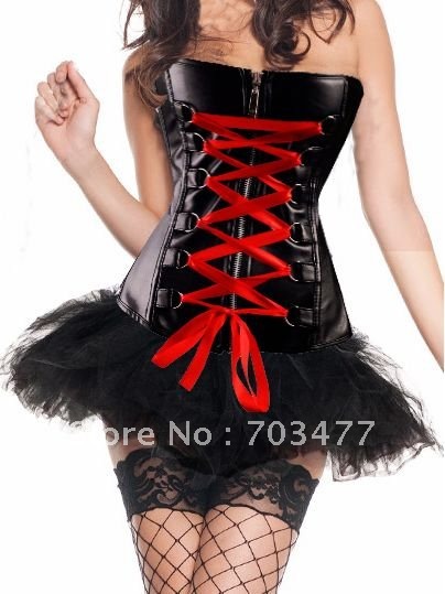 Wholesale and retailer corset dress strapless sexy corset with mini dress front zipper corset free shipping
