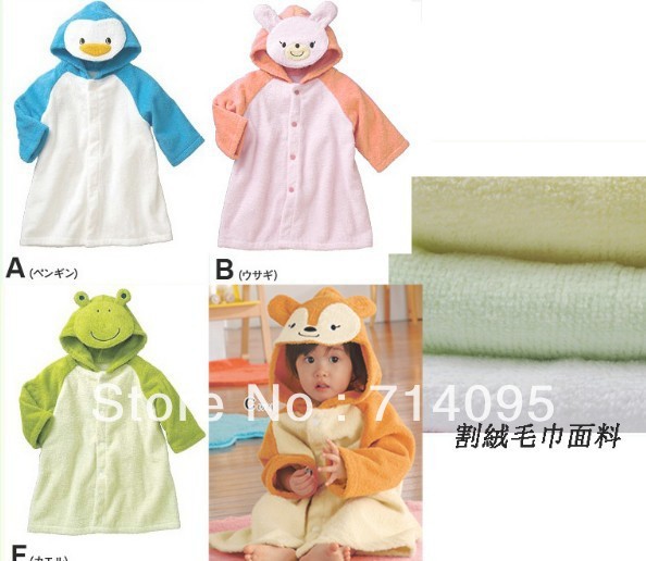 wholesale Animal Designs Top Baby Bathrobe Kids Bath Gown/Bathing Robes Modeling Swimming Towel freeShipping