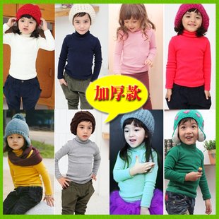 Wholesale Autumn Children Solid Highneck Long Sleeve Thickening Cotton Undershirt,Turtleneck Shirt,100-140cm ,8 Colors3312