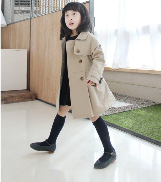 Wholesale autumn paragraph Kids khaki trench coat for girls Free Shipping