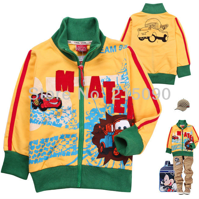 Wholesale!!! Baby Boy Cartoon Cars design coat, Cotton terry sweatshirt,Hooded outfit, Fashion Autumn wear,Cool outerwear 6pcs