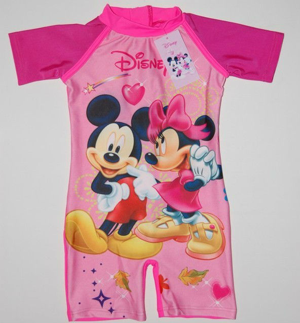 wholesale baby girls Minnie Mouse one piece UV protection rash guards children cartoon swimsuit free shipping