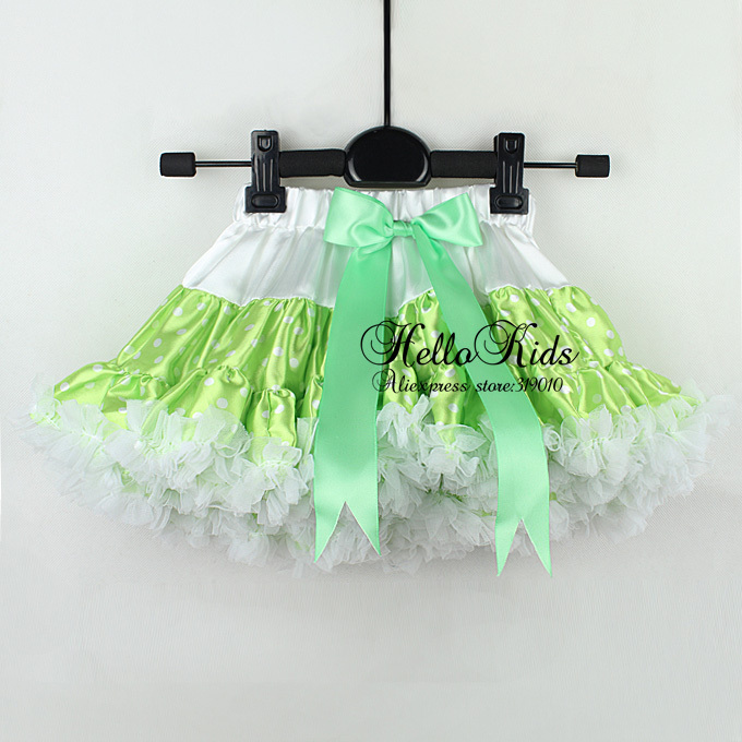 Wholesale Baby Girls Petti Tutu Skirt Children Green With Bow Ballet Skirts Fluffy Little Kids Wear Free Shipping H130122-6