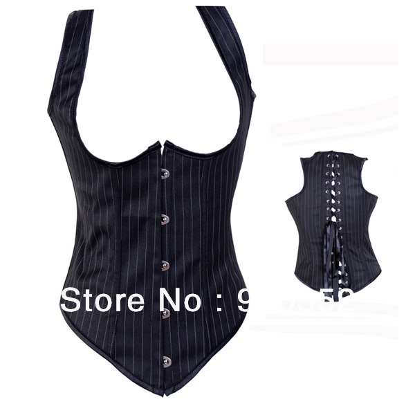 Wholesale Black Burlesque Underbust Waist Cincher Steel Corset Bustier TOP
