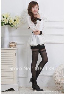 Wholesale - Black Sexy Thigh Lace Crochet Wavy lines stockings 30pcs/lot free shiping