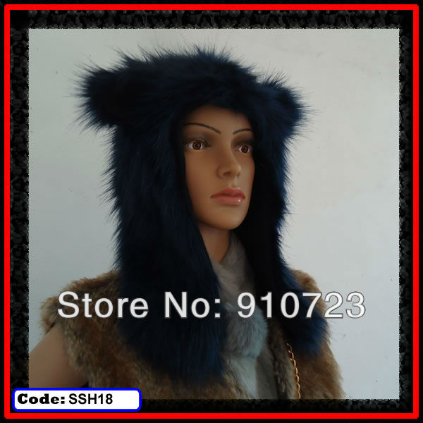 Wholesale - Blue Faux Fur Animal Hats Fashion Accessories Gloves Scarf Women Child Free Shipping