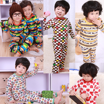 Wholesale boys and girls super thick velvet suit does not fall rendering package thermal underwear sets 22 colors free shipping