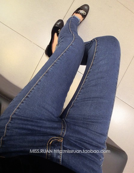 Wholesale Brand New 2013 spring high waist pencil pants blue jeans pants trousers k10