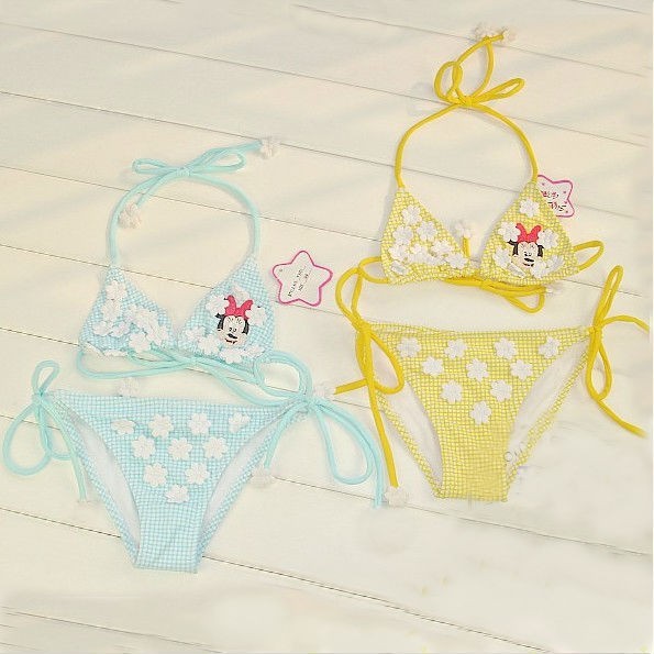 wholesale branded baby girls cartoon Minnie mouse 2 pc set bikini swimwear girl  bikini swimsuit free shipping