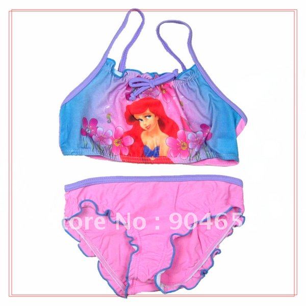 wholesale branded baby girls Mermaid two pieces swimwear/ cartoon swimsuit for girls /children swimwear free shipping