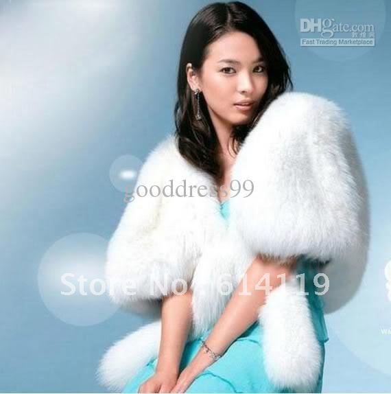 Wholesale - Bride shawl Ivory Faux Fur Wrap shrug Bolero jacket