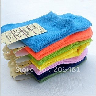 Wholesale Candy color South Korea cute cartoon socks stockings sports socks pure color socks 20 Pairs/Lot