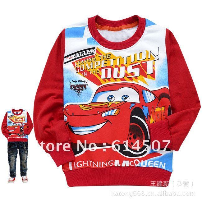 wholesale Cartoon McQueen car printing childrens clothing boy's girl's vest tops tees shirts free shipping