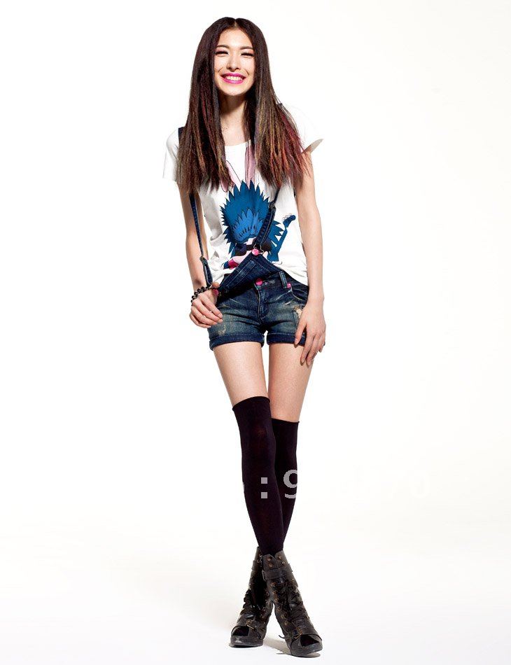 Wholesale Cheap Fashion New Arrive Korean Style Slim Hole Braces Jeans Shorts  jumpsuit shorts