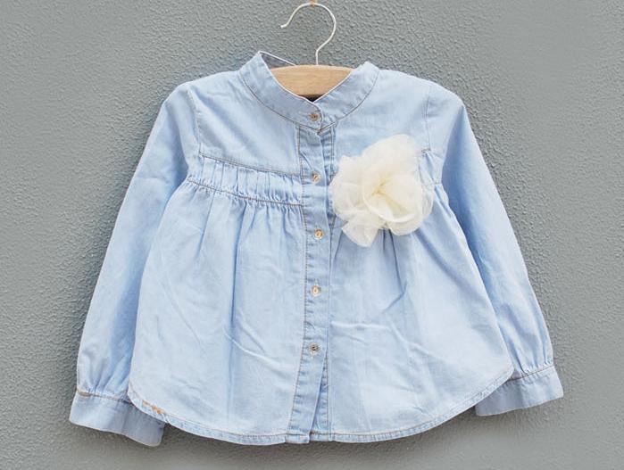 Wholesale Children Clothes Girl Full Sleeve Jean Blouse T_0066