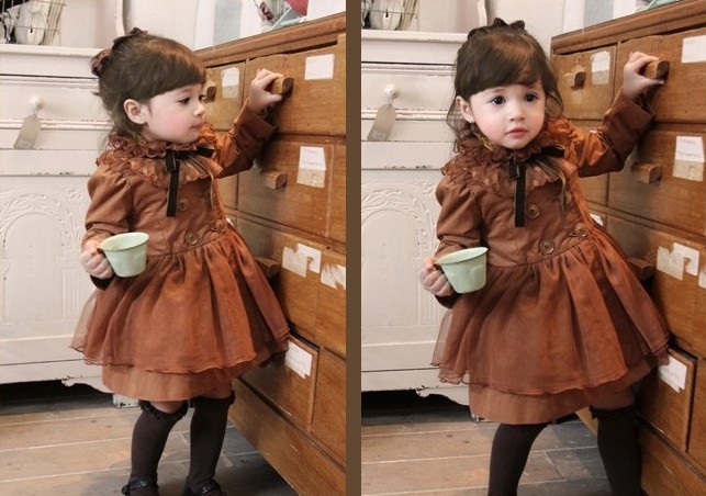 Wholesale - children Coat girls cute stand-up collar plus cotton coat /cotton windbreaker,5pcs/lot