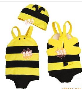 Wholesale - Children One-piece swimwear+swimming cap set - Pooh baby bathing wear swimwear baby swimsuit COSTUMI