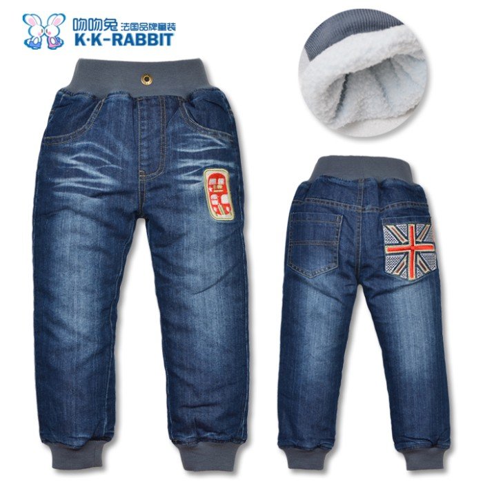 Wholesale children's jeans children add wool upset leisure trousers (5 PCS/lot) free shipping