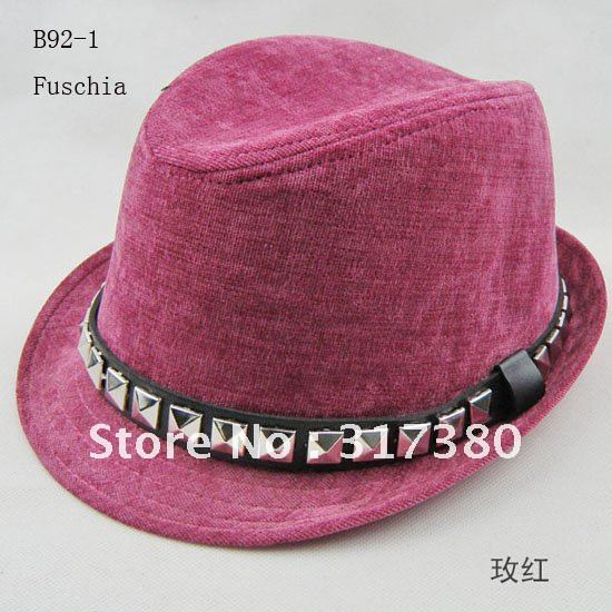 Wholesale Cool Shining Rivets  2013 New Fedora Hats Women Men Fashion Designer Trilby Seasonless Quality Stingy Brim Hat